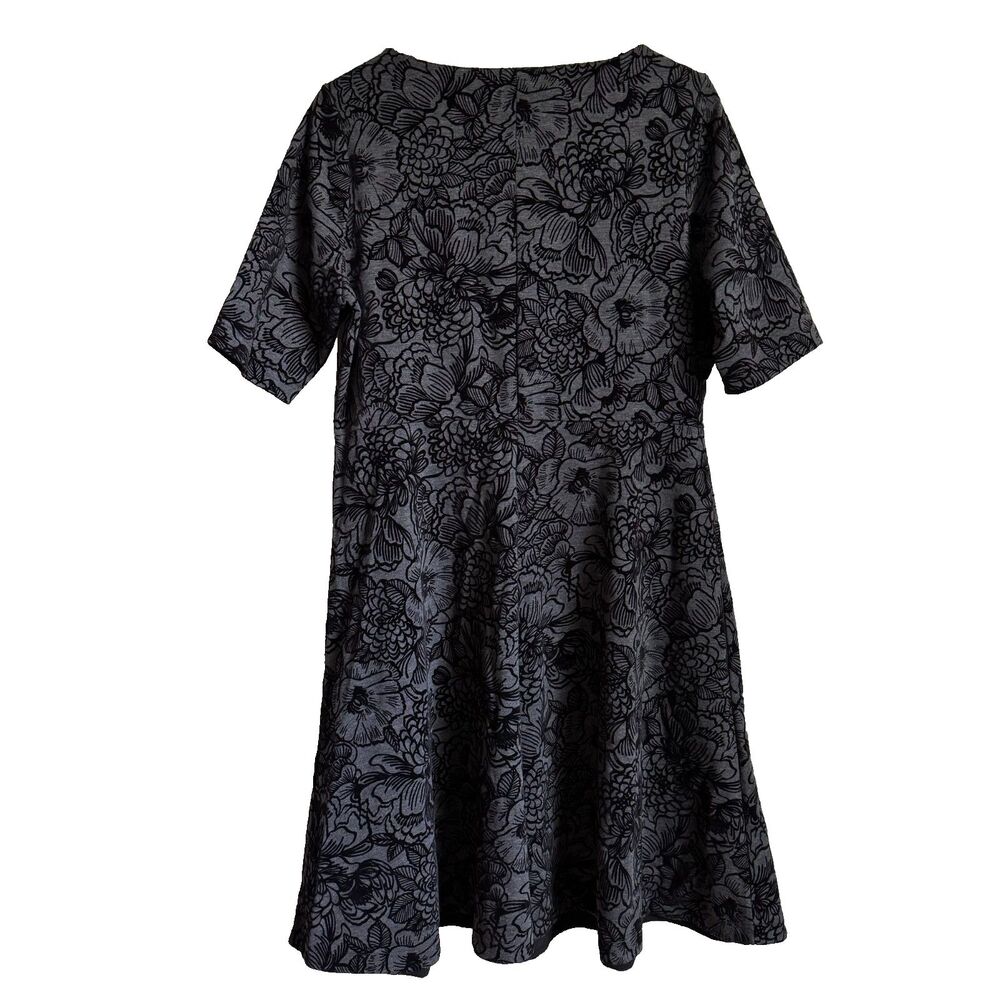 Lands End gray flocked velvet floral dress women’s XL NEW whimsigoth modest - Picture 2 of 9